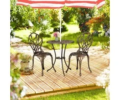 Lauko baldų komplektas Relaxdays Terasos bistro komplektas, 67x60 cm stalas, 85x41x41 cm kėdės, Aliuminis