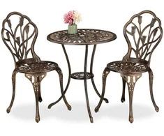 Lauko baldų komplektas Relaxdays Terasos bistro komplektas, 67x60 cm stalas, 85x41x41 cm kėdės, Aliuminis