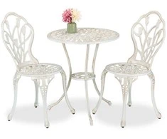 Lauko baldų komplektas Relaxdays Terasos bistro komplektas, 67x60 cm stalas, 85x41x41 cm kėdės, aliuminis