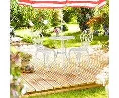 Lauko baldų komplektas Relaxdays Terasos bistro komplektas, 67x60 cm stalas, 85x41x41 cm kėdės, aliuminis