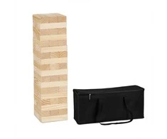 Relaxdays Tumbling Tower žaidimas 16.5x16.5x63 cm ruda juoda, mediena