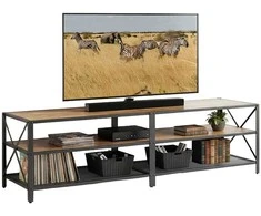 Relaxdays TV staliukas, 4 skyreliai, rudas