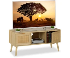 Relaxdays TV staliukas 45,5x100x40 cm natūralaus rotango dizainas