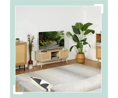 Relaxdays TV staliukas 45,5x100x40 cm natūralaus rotango dizainas