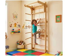 Relaxdays Vaikiškos sieninės kopėčios, gimnastikos laiptučių medinės, natūralaus medžio