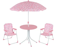 Relaxdays Vaikiškų stovyklavimo baldų komplektas 49,5x49,5 cm stalas reguliuojamas skėtis