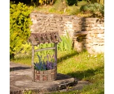Relaxdays Vazonas, medinis sodo fontanas, 43x25x18 cm, natūralus