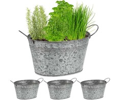 Relaxdays Maži ovalūs cinkuoti kibirėliai, 4 vnt. rinkinys