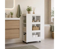 Relaxdays Vežimėlis 4 aukštų, 4 lentynos, 7 skyreliai, inžinerinė mediena, sandėliavimas