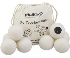 Relaxdays Vilnos džiovyklės kamuoliukų rinkinys, 7 cm, balta