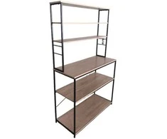 Relaxdays Virtuvinė lentyna, 167x100x40 cm, šviesiai ruda/juoda, metalas ir MDF
