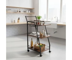 Relaxdays Virtuvinis vežimėlis 83x39x29 cm Rudas Juodas Metalinis Saugojimo