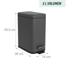 Relaxdays 5 l vonios šiukšliadėžė su švelnaus užsidarymo mechanizmu