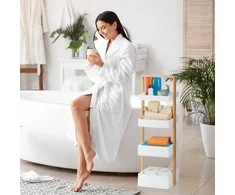 Relaxdays Vonios lentyna, 88x30x18 cm, balta, natūrali