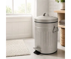 Relaxdays Vonios šiukšliadėžė su pedalu, apvali, retro stiliaus, 5 l