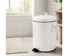 Relaxdays Vonios šiukšliadėžė su pedalu, apvali, retro stiliaus, 5 l