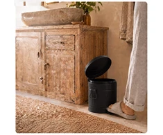Relaxdays Vonios šiukšliadėžė su pedalu, apvali, retro stiliaus, 3 l