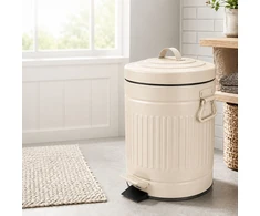 Relaxdays Vonios šiukšliadėžė su pedalu, apvali, retro stiliaus, 5 l