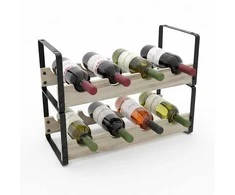 Relaxdays Vyno lentyna, 29x39,5x17,5 cm, juoda, mediena ir metalas