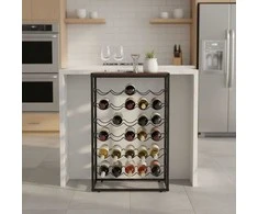 Relaxdays Vyno lentyna, 88x59x30 cm, juoda/ruda, metalas ir MDF