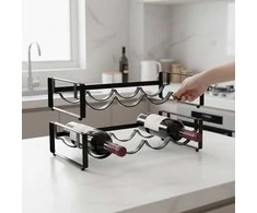 Relaxdays Vyno lentyna, pastatoma viena ant kitos, juoda, metalas