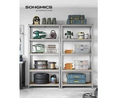 Songmics 2 sandėliavimo lentynų rinkinys, 200 x 100 x 50 cm, sidabrinės spalvos