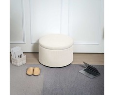 HOMCOM Taburetė su daiktadėže Taburetė su dangčiu, apvali minkšta taburetė Kojinė su velveto išvaizda svetainei, miegamajam 60 x 60 x 41 cm Smėlio spalvos