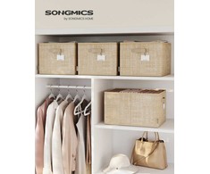 SONGMICS laikymo dėžių rinkinys, 3 vnt., 40 x 30 x 24 cm, smėlio spalvos