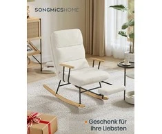SONGMICS HOME Supamasis krėslas su kaučiuko medžio kojomis, kreminės baltos spalvos