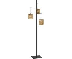 "Outsunny" saulės grindų lempos rotango saulės lempos su šviesos jutikliu 3 žibintai Automatinis boho stiliaus saulės šviesos IP44 vandeniui atspari saulės lempa Lauko lempa Saulės žibintas sodo balkonui Lauko vejos kiemas