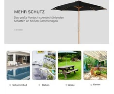 Outsunny Medinis sodo skėtis 300 cm - juodas