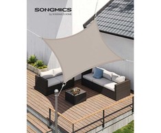 Songmics Stačiakampė saulės burė su PU danga, taupe, 2 x 3 m