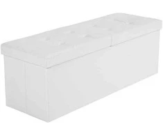 Songmics Suoliukas su atlenkiamu dangčiu 110 cm Baltas