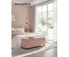 Songmics Taburetė su daiktadėže 40 x 110 x 40 cm pastelinės rožinės spalvos