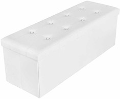 Songmics Saugojimo suoliukas, 110x38x38 cm, baltas