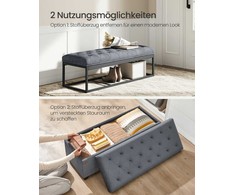 Songmics Taburetė su daiktadėže 40 x 110 x 40 cm skalūno pilkos spalvos
