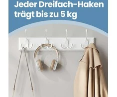 Sieninė drabužių kabykla SONGMICS, 40x11 cm, balta