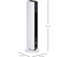 Homcom Ventiliatorinis šildytuvas su nuotolinio valdymo pulteliu 2200W, 21 x 21 x 73 cm