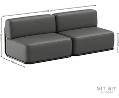 Sofa Sitsit Lauko baldų rinkinys, STRAW, 0.8x2.04x0.78 m, Tamsiai pilka