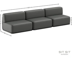 Sofa Sitsit Lauko Baldų Rinkinys, STRAW, 0.8x3.06x0.78 m, Tamsiai Pilka