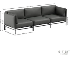 Sofa Sitsit Lauko modulinės baldai, Dandy, 78x234x78 cm, Tamsiai pilka