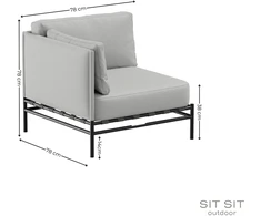 Sofa Sitsit Lauko modulinės baldai, Dandy galinis modulis, 78x78x78 cm, pilka spalva