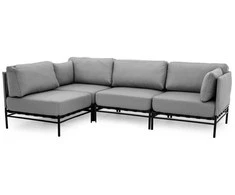 Sofa Sitsit Lauko moduliniai baldai, "Dandy 3 + Single Module", 156x234x78 cm, pilka spalva
