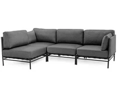 Sofa Sitsit Lauko moduliniai baldai, DANDY 3 + vienas modulis, 156x234 cm, tamsiai pilka spalva