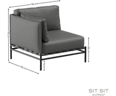 Sofa Sitsit Lauko moduliniai baldai, Dandy galinis modulis, 78x78x78 cm, tamsiai pilka spalva