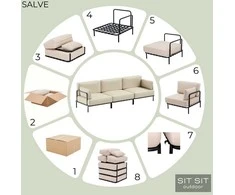 Sofa Sitsit Vieno Modulio Baldai, Salve, 156x234 cm, Pilka
