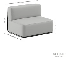 Sofa Sitsit Vieno Modulio Baldai, Šiaudai, 80x102x78 cm, Pilka