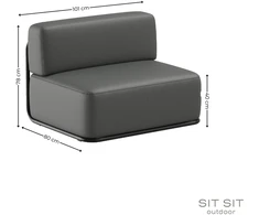 Sofa Sitsit Vieno Modulio Baldas, Šiaudai, 0.8x1.02x0.78 m, Tamsiai Pilka