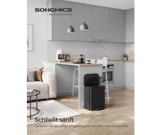 Songmics Šiukšliadėžė su vidiniu kibiru 20L, juoda, plieninė