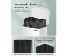 Songmics Atliekų dėžė 30 L balta